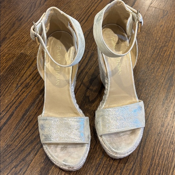 Stuart Weitzman espadrille  metallic Wedge Sandals size 7.5 - Picture 2 of 5